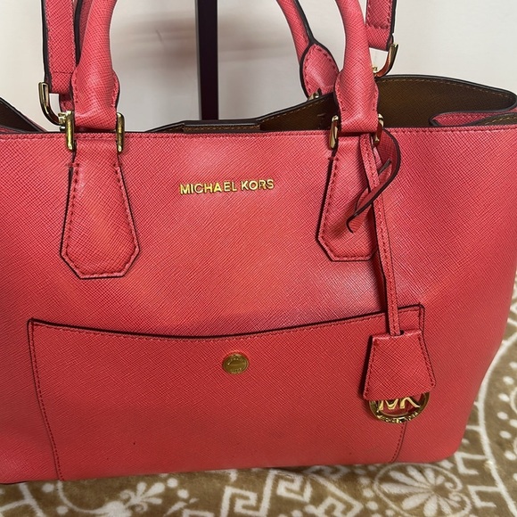 Michael Kors Greenwich Large Tote Grab Bag Watermelon/Luggage/Tote/Crossbody - Picture 3 of 13